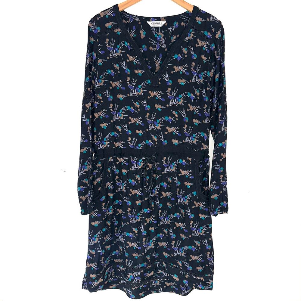 Mountain Khakis Women’s Black Floral Long Sleeve Harvest Dress Size Large